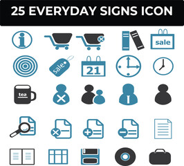 Twenty-five Everyday Signs Icons Design Element for Website or App