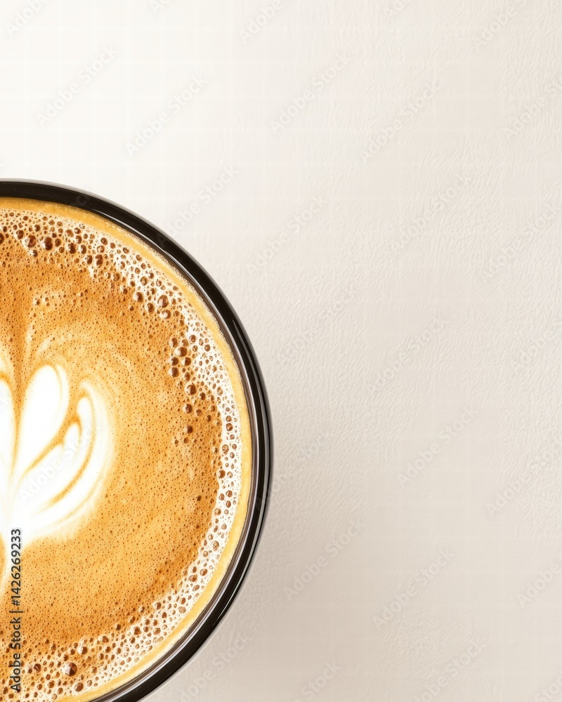 Aufkleber a delightful cup of coffee with a heart design created in the foam on top for a perfect morning trea