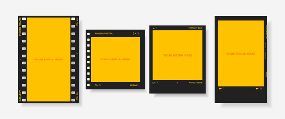 Retro Polaroid Photo Frames. Old-fashioned camera photos. Retro Colorful Photo Mockups with Media Placeholders and Texts. Vintage Frame Cards.