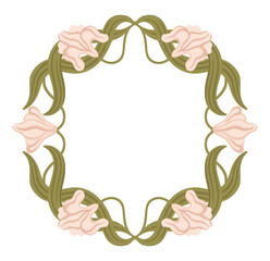 Art Nouveau Floral frame with Iris. Floral design. Vector.