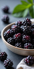 Fresh Organic Blackberries with Rich Color and Glossy Texture – Perfect for Gourmet Food Ads, Packaging, or Editorial Visuals with Natural Lighting