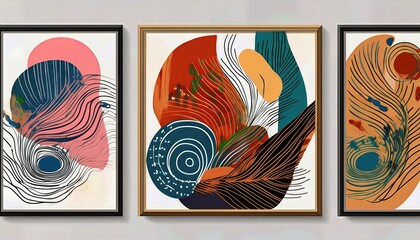 Vibrant Abstract Artistic Prints A Modern Twist on HandDrawn Artistry, Adding Bold Colors and Textures to Your Space, Elevating Its Energy and Ambiance