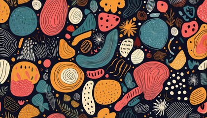 Vibrant Hand Drawn Colorful Shapes Whimsical Doodles A Joyful Artistic Escape into a Kaleidoscope of Colors, Textures, and Creativity.