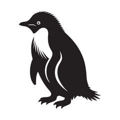 Elegant Adelie Penguin Silhouette Vector - Minimalist Wildlife Illustration -  Perfect for Nature Posters, Educational Materials, Logos, and Art Projects.