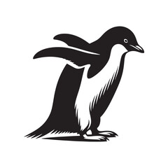 Elegant Adelie Penguin Silhouette Vector - Minimalist Wildlife Illustration -  Perfect for Nature Posters, Educational Materials, Logos, and Art Projects.