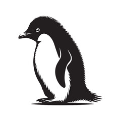 Elegant Adelie Penguin Silhouette Vector - Minimalist Wildlife Illustration -  Perfect for Nature Posters, Educational Materials, Logos, and Art Projects.