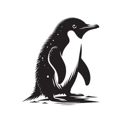 Fototapeta premium Elegant Adelie Penguin Silhouette Vector - Minimalist Wildlife Illustration - Perfect for Nature Posters, Educational Materials, Logos, and Art Projects.