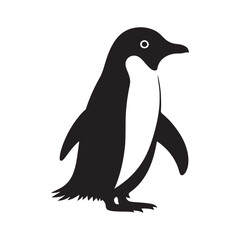 Naklejka premium Elegant Adelie Penguin Silhouette Vector - Minimalist Wildlife Illustration - Perfect for Nature Posters, Educational Materials, Logos, and Art Projects.