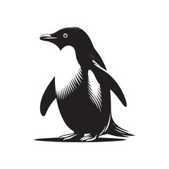 Elegant Adelie Penguin Silhouette Vector - Minimalist Wildlife Illustration -  Perfect for Nature Posters, Educational Materials, Logos, and Art Projects.