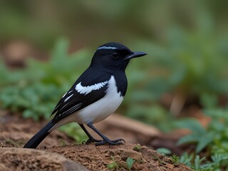 Obraz premium Standing oriental magpie-robin bird