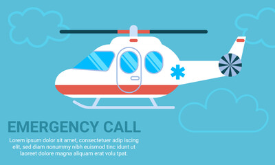 Emergency call helicopter flying providing medical evacuation service