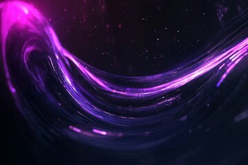 Obraz premium A sleek, high-tech design featuring a futuristic planet illuminated by neon lights, with glowing teal rings orbiting purple storms set against a dark space backdrop, creating a shimmering and dynamic