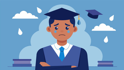 Obraz premium A student receiving the heartbreaking news that they wont be able to afford to go to their dream college. Tears stream down their face as they. Vector illustration