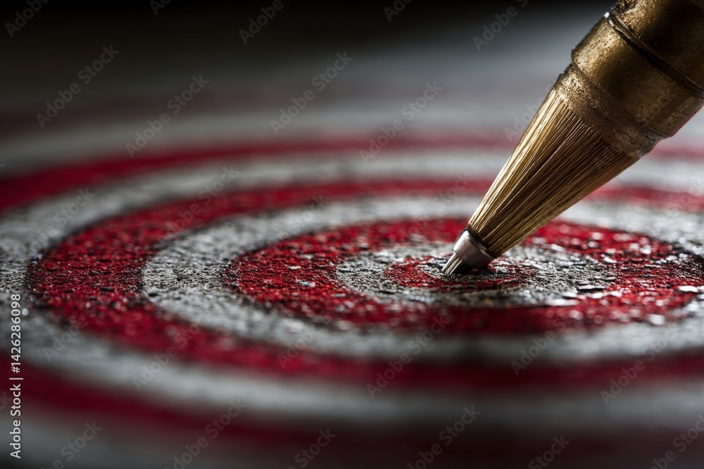 Fototapete target centered with a metallic pen poised to make contact in a focused setting