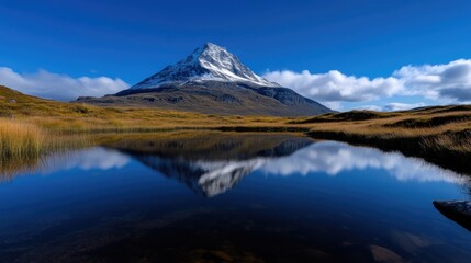 Mountain reflected in tranquil lake
