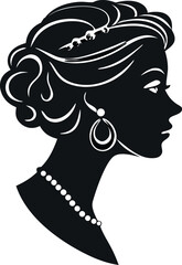 Elegant, feminine silhouette in profile, illustrating the curves and lines of the figure against a contrasting surface