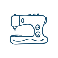 Hand Drawn Sewing Machine Doodle, Ideal for Textile Design, Sewing, Highlights