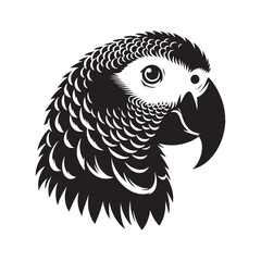 Graceful African Grey Parrot Silhouette Vector - Elegant Tropical Bird Design -  Ideal for Art Prints  - African Grey Parrot Illustration. © WASEE