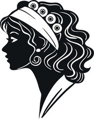 Elegant, feminine silhouette in profile, illustrating the curves and lines of the figure against a contrasting surface