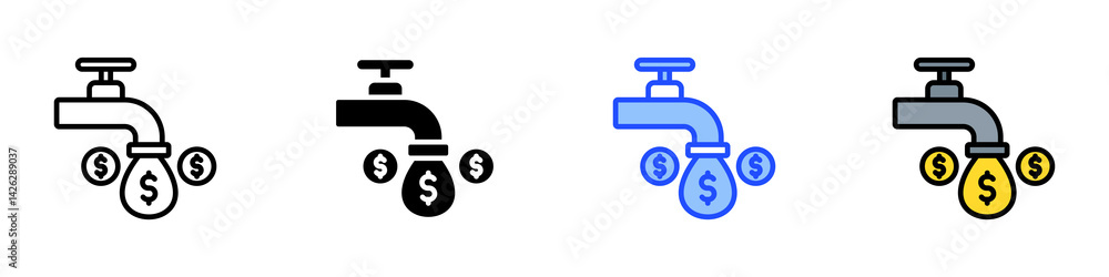 Poster liquidity icon set with multiple style collection