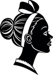 Elegant, feminine silhouette in profile, illustrating the curves and lines of the figure against a contrasting surface