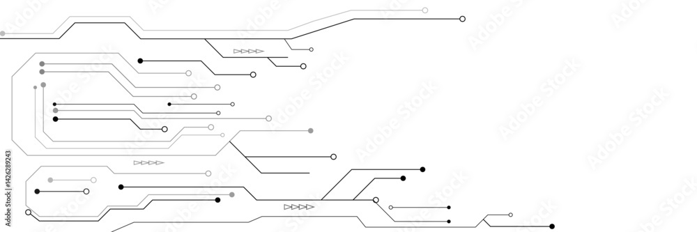 Aufkleber abstract grey circuit line technology pattern on white background, futuristic vector illustration of