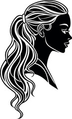 Elegant, feminine silhouette in profile, illustrating the curves and lines of the figure against a contrasting surface