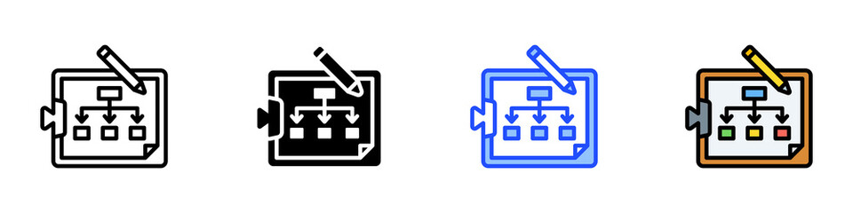 Planning Icon Set With Multiple Style Collection