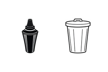 Waste Management Concept Showing Recycling And Disposal Icons With Black And White Style