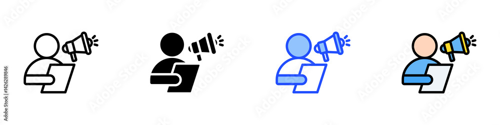 Poster marketer icon set with multiple style collection