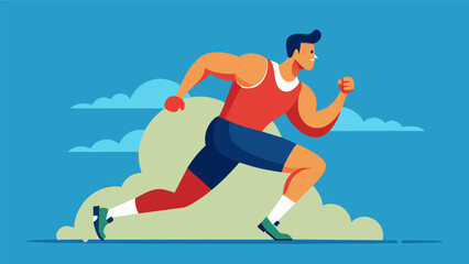 A runner with muscular dystrophy uses every ounce of strength they have to push themselves forward inspiring others with their unwavering. Vector illustration