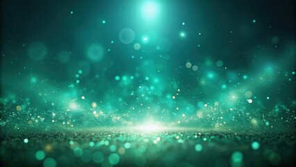 Fototapeta premium Enchanted Teal Glitter Background Shimmering Particles and Sparkling Lights