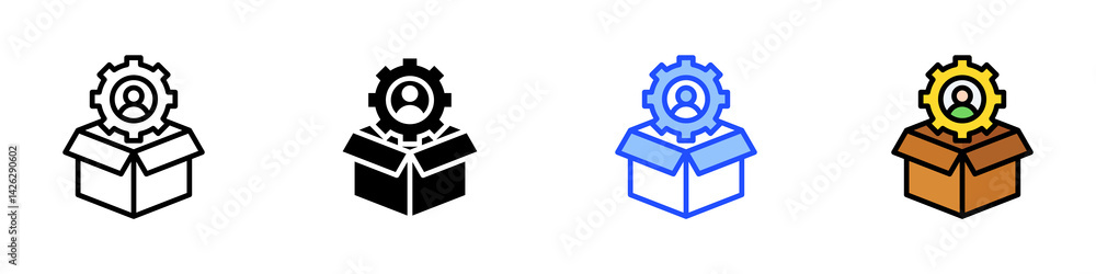 Poster product manager icon set with multiple style collection