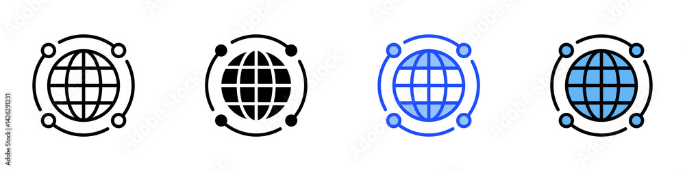 Poster network icon set with multiple style collection