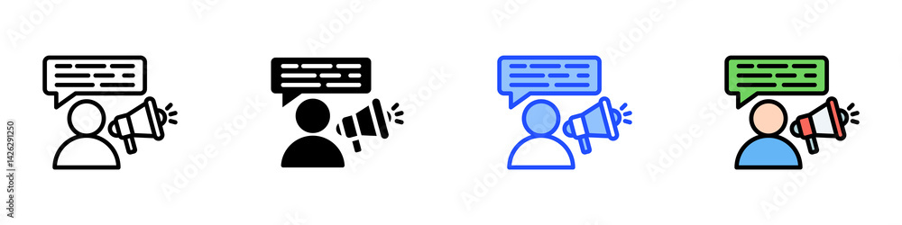 Poster influencer icon set with multiple style collection