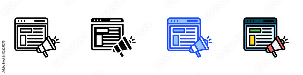 Poster content marketing icon set with multiple style collection