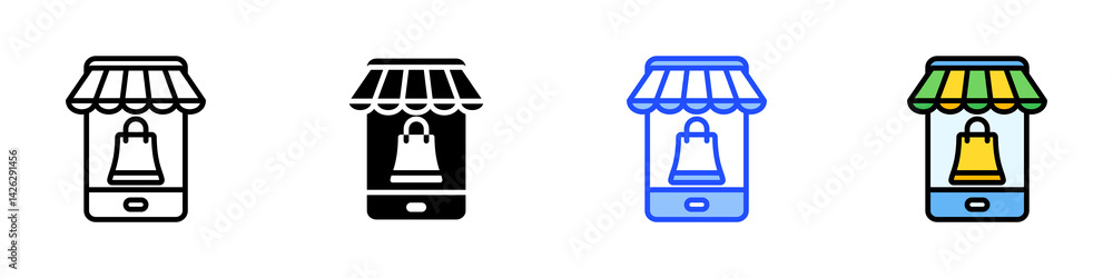 Poster mobile icon set with multiple style collection