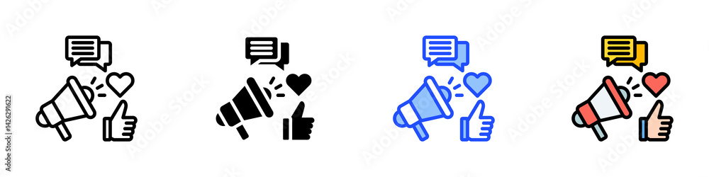 Poster marketing icon set with multiple style collection