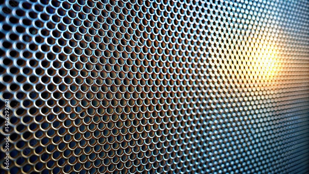 Poster Abstract Metal Grid Pattern with Subtle Light Reflection