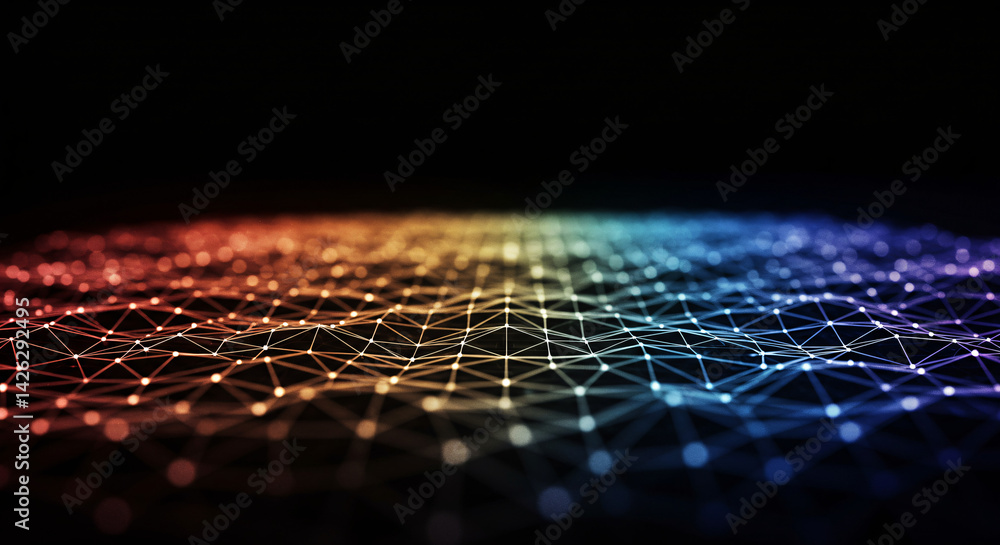 Poster abstract colorful network connection digital technology background