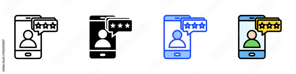 Poster review icon set with multiple style collection