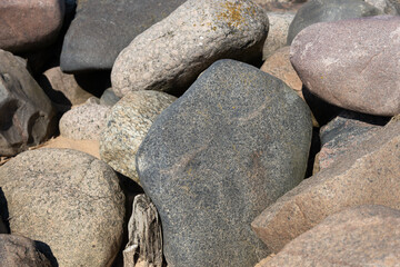 Natural Arrangement of Large Stones and Rocks in Bright Sunlight
