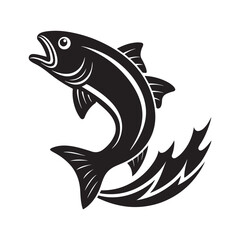 Jumping Fish Silhouette Vector Design