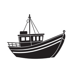Fishing boat symbol vector icon