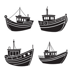 Fishing boat symbol vector icon