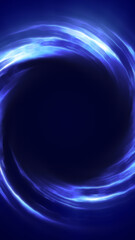 A swirling blue energy vortex with glowing edges and deep shadows, creating a mesmerizing sci-fi effect. Ideal for futuristic and space themes