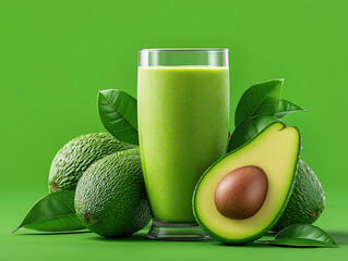 avocado smoothie and fresh avocado healthy food and drink.