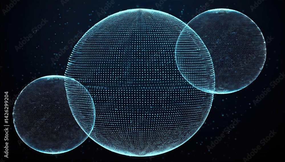 Poster interconnected digital globe intricate sphere design embracing a vibrant technoorganic landscape, pu