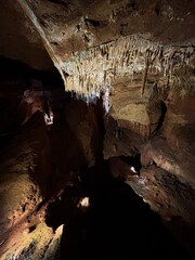 stalagmites and stalactites underground in cosmic cave cavern Arkansas Eureka Springs