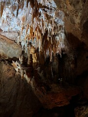 stalagmites and stalactites underground in cosmic cave cavern Arkansas Eureka Springs